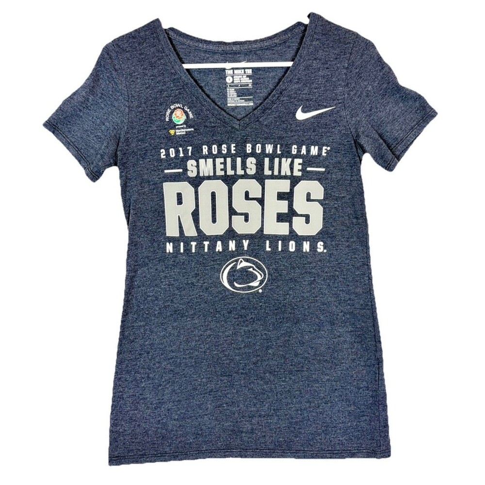 Nike Penn State 2017 Rose Bowl Game S/S T-shirt V-Neck Navy Blue Women’s Small
